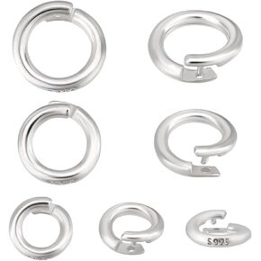 PH PandaHall 925 Sterling Silver Locking Jump Rings 8pcs 3 Sizes Open O Rings Snapping Circle Linking Ring Thick Jewellery Connectors for Necklace Bracelet Jewellery Making DIY Handicrafts 6/8/10mm