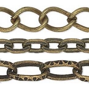 Diginex Antiqued Brass Chain Bulk Lot - 49.2 Feet Total - 3 Styles: Twisted, Flat, Textured - Perfect for Steampunk Jewelry & Crafts