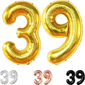 KatchOn, Big 39 Balloons Numbers Black - 40 Inch | 39 Number Balloons, 39th Birthday Decorations for Men | 39 Birthday Balloons, Black Foil 39 Balloons for Birthday | 39 Birthday Decorations for Women