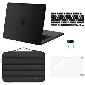 MOSISO Compatible with MacBook Pro 14 inch Case 2025-2021 M4 M3 M2 M1 A3112 A3185 A3401 A2918 A2992 A2779 A2442, Hard Shell Case&Puffy Sleeve Bag&Keyboard Cover&Webcam Cover&Screen Film, Sand