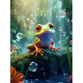 Reofrey DIY Diamond Art Painting Kits for Adults Frog, Diamond Art Animal Full Drill Round Rhinestone Diamond Art Painting Accessories, Cross Stitch Embroidery Canvas for Crafts Home Decor 30x40cm X26