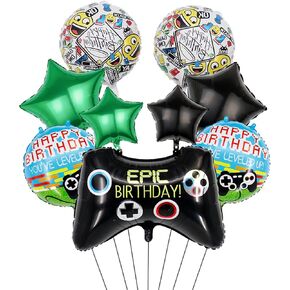 Video Game Party Balloons Set, Boys 10th Birthday Party Decorations - Video Game Controller Mylar Foil Balloon, for Video Game 10th Theme Birthday Party Kids' Game Night Decor