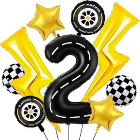 3rd Birthday Decorations for Boys - 3 Balloon Number, Race Car Party Decorations with 3 Race Car Balloons