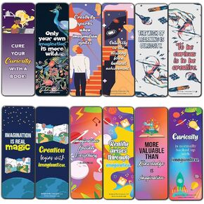 Creanoso Sunflower Themed Positive Quotes Bookmarks (2-Sets x 6 Cards) – Daily Inspirational Card Set – Interesting Book Page Clippers – Great Gifts for Adults and Professionals