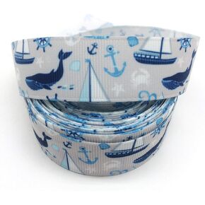 PEPPERLONELY 10 Yards 25mm (1 Inch) Cartoon Ocean Printed Grosgrain Ribbon