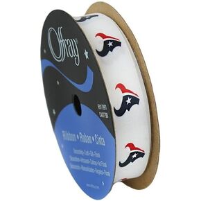 Houston Football Ribbon 5/8" by 9-Foot Polyester Spool