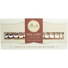 STAPLEDON ARTS - Melanin Series Acrylic Paints: 12 Inclusive Skin Tone Colors, Creamy Matte Finish, for Crafts, Canvas, or Model Painting, Great for Portraits, Young & Emerging Artists, Dries Quickly, Student Grade Quality