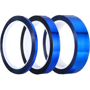 PATIKIL Metalized Tape 0.2/0.6/1 Inch x 55 Yards, 3 Roll Mirror Metallic Masking Foil Sticker Self Adhesive for Detailing Accent Wall Graphic Arts, Blue