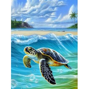 Bimkole 5D Diamond Painting Kits Sea Turtle, Full Drill Animals DIY Rhinestone Embroidery Set Paint with Diamonds Art by Number Kits Cross Stitch Home Wall Craft Decoration 12x16inch