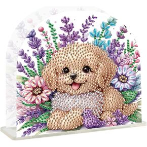TDFERAN Diamond Art Napkin Holder, DIY Puppy Acrylic Napkin Holder for Table, Diamond Painting Kits Cocktail Napkin Holder, Diamond Painting Napkin Holders for Paper Napkins, Kitchen Decor