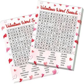 30 Players Valentine's Party Games for Adults Family Office Large Groups, Valentines Parties Words Pictionary Game, Phrases Guesstures Game, Word Scramble Game with Answer Key