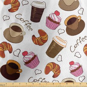 Lunarable Cabin Fabric by The Yard, Patchwork Style Different Patterns Squares Spring Florets Hobby Craft Theme Print, Microfiber Fabric for Arts and Crafts Textiles & Decor, 3 Yards, Cream