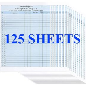 125 Patient Sign in Sheets, HIPAA Compliant, Peel Off Adhesive Labels Carbonless 3 Part Forms for Privacy in Doctor Medical Dental Office