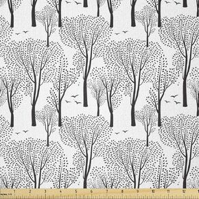 Ambesonne Vintage Fabric by The Yard, Birds and Dragonflies with Modern Doodle Style Animal Inspired Design, Decorative Fabric for Upholstery and Home Accents, 3 Yards, Yellow Orange