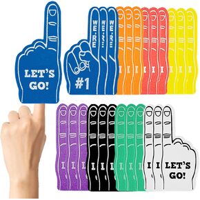 24 Pcs Mini Foam Fingers, We're #1 Sport Fan Foam Finger for Sports Hand Themed Party, Foam Hand Fingers Cheerleader Gifts for Basketball Baseball Soccer Football Sporting Event (8 Colors)