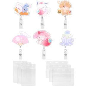 6 Pcs Capybara Nurse Badge Reels,Retractable Badge Reels,Cute Clip On Badge Reels with Waterproof Clear ID Card Badge Holder for Nurses Doctors Kids (Capybara Style)