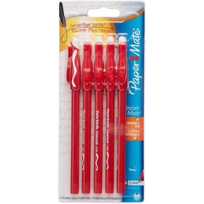 Paper Mate Erasermate Stick Medium Tip Ballpoint Pens, 3 Blue Ink Pens (3150458PP)