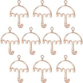 PATIKIL Alloy Open Back Bezel Pendants, Umbrella Shaped Hollow Resin Pendant Frame for DIY Crafts Earrings Necklace Bracelet Making