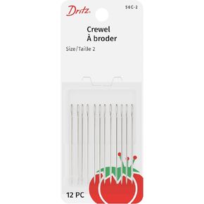 Dritz 56C-2 Crewel Hand Needles, Size 2 (12-Count), Nickel