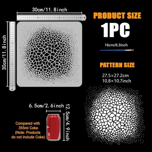 Fingerinspire تتلاشى أنماط الاستنسل للطلاء 11.8x11.8inch زهور قابلة لإعادة الاستخدام قالب الرسم مع فرشاة الطلاء بلاستيك أنماط غير منتظمة القالب اليومية موضوع السمة للحرف اليدوية DIY in Kuwait