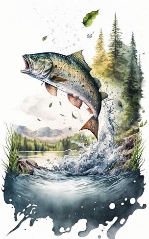 Caievy 8X12Inch Diamond Painting Kits, River Fish Diamond Art Paintings 5D Diamond Painting Crystal Cross Stitch Kits for Adults and Kids, for Living Room Decor Wall Decor in Saudi Arabia