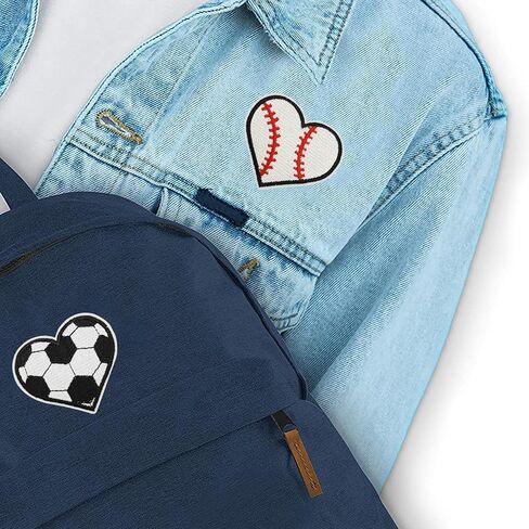 8 PCS Heart Shape Sew on Patches Ball Sports Style Iron on Patches Embroidered Appliques Sticker Patches for Clothes Dress Hat Jeans in Saudi Arabia
