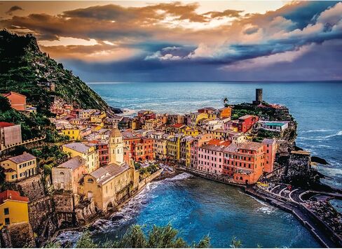 Puzzles for Adults Jigsaw 500 Piece Cinque Terre Natural Scene Sunset Modern Landscape for Family Fun Games Challenging Puzzle 20" x 14.5" in Saudi Arabia