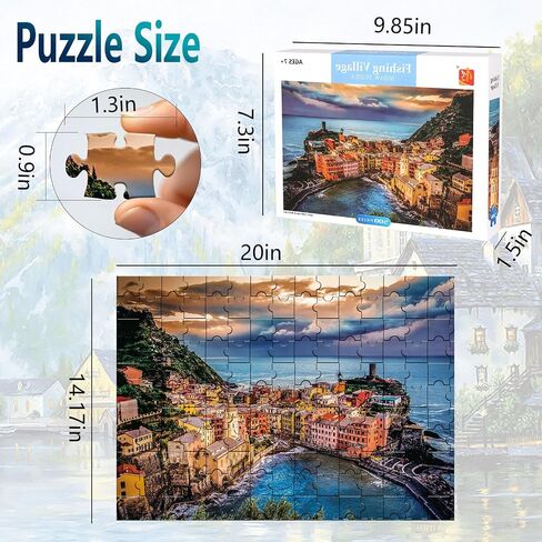 Puzzles for Adults Jigsaw 500 Piece Cinque Terre Natural Scene Sunset Modern Landscape for Family Fun Games Challenging Puzzle 20" x 14.5" in Saudi Arabia
