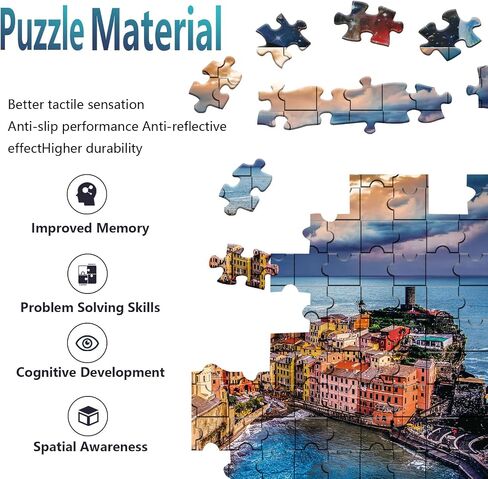Puzzles for Adults Jigsaw 500 Piece Cinque Terre Natural Scene Sunset Modern Landscape for Family Fun Games Challenging Puzzle 20" x 14.5" in Saudi Arabia