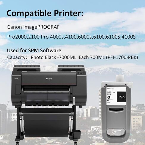 PFI-1700 PBK (Photo Black) 700ml أصباغ خرطوشة الحبر لـ Canon ImagePrograf Pro Series Pro2000 2100 Pro 4000s 4100 6000s 6100 6100S 4100S in Kuwait