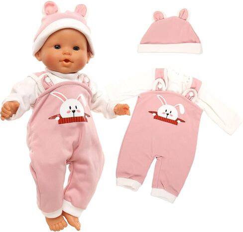 Baby Doll Clothes for 14-16 Inch Baby Dolls Cute Handmade 2-Piece Purple bee Dress Set with Purple a Coat in Kuwait