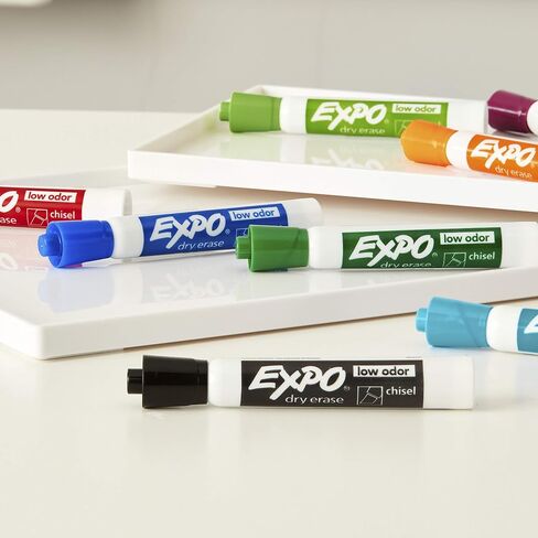 EXPO Low Odor Dry Erase Marker Starter Set with White Board Eraser, Chisel Tip Dry Erase Markers, Assorted Colors, 11-Piece Set in Saudi Arabia
