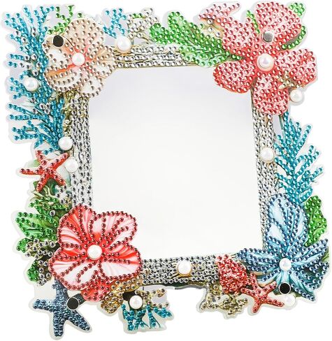 AIRDEA 5D Diamond Art Painting Desktop Photo Frame Ornament,Special Shape Diamond Painting Frame Kits for Adults,8x8in/20x20cm,Corals Starfish in Saudi Arabia