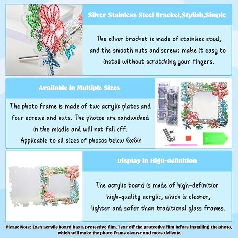 AIRDEA 5D Diamond Art Painting Desktop Photo Frame Ornament,Special Shape Diamond Painting Frame Kits for Adults,8x8in/20x20cm,Corals Starfish in Saudi Arabia
