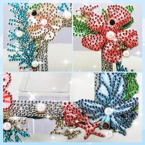 AIRDEA 5D Diamond Art Painting Desktop Photo Frame Ornament,Special Shape Diamond Painting Frame Kits for Adults,8x8in/20x20cm,Corals Starfish in Saudi Arabia