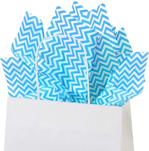 Flexicore Packaging Black Chevron Print Gift Wrap Tissue Paper Size: 15 Inch X 20 Inch | Count: 10 Sheets | Color: Black Chevron (Turquoise, 50 Sheets) in Kuwait