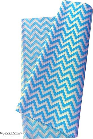 Flexicore Packaging Black Chevron Print Gift Wrap Tissue Paper Size: 15 Inch X 20 Inch | Count: 10 Sheets | Color: Black Chevron (Turquoise, 50 Sheets) in Kuwait