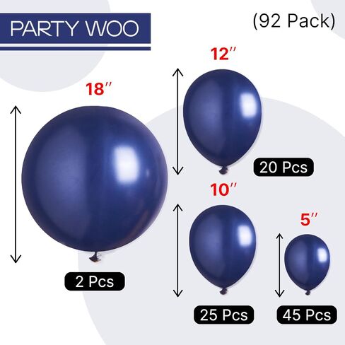 PartyWoo Chrome Gold Balloons 92 pcs Different Sizes Pack of 18 12 10 5 Inch Metallic Gold Balloon Arch Kit Garland for Birthday Graduation Baby Shower Wedding Party Decorations Gold-G127 in Saudi Arabia