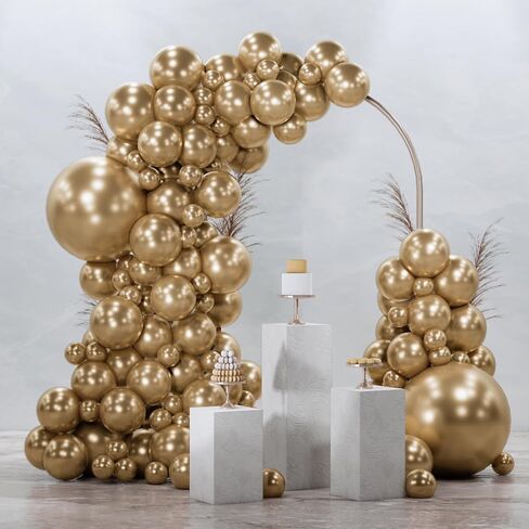 PartyWoo Chrome Gold Balloons 92 pcs Different Sizes Pack of 18 12 10 5 Inch Metallic Gold Balloon Arch Kit Garland for Birthday Graduation Baby Shower Wedding Party Decorations Gold-G127 in Saudi Arabia