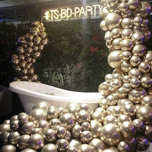 PartyWoo Chrome Gold Balloons 92 pcs Different Sizes Pack of 18 12 10 5 Inch Metallic Gold Balloon Arch Kit Garland for Birthday Graduation Baby Shower Wedding Party Decorations Gold-G127 in Saudi Arabia