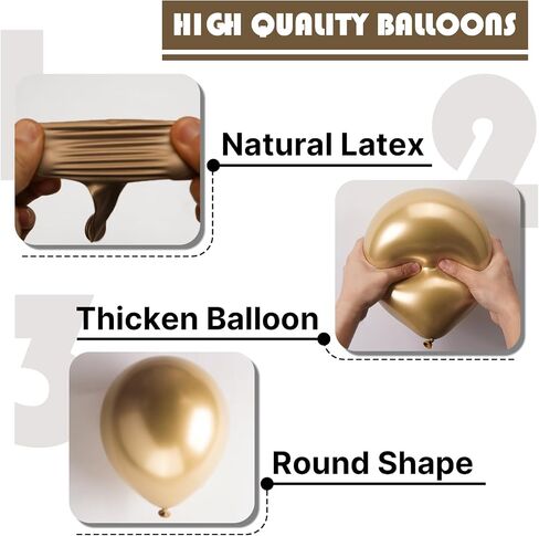 PartyWoo Chrome Gold Balloons 92 pcs Different Sizes Pack of 18 12 10 5 Inch Metallic Gold Balloon Arch Kit Garland for Birthday Graduation Baby Shower Wedding Party Decorations Gold-G127 in Saudi Arabia