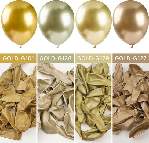 PartyWoo Chrome Gold Balloons 92 pcs Different Sizes Pack of 18 12 10 5 Inch Metallic Gold Balloon Arch Kit Garland for Birthday Graduation Baby Shower Wedding Party Decorations Gold-G127 in Saudi Arabia