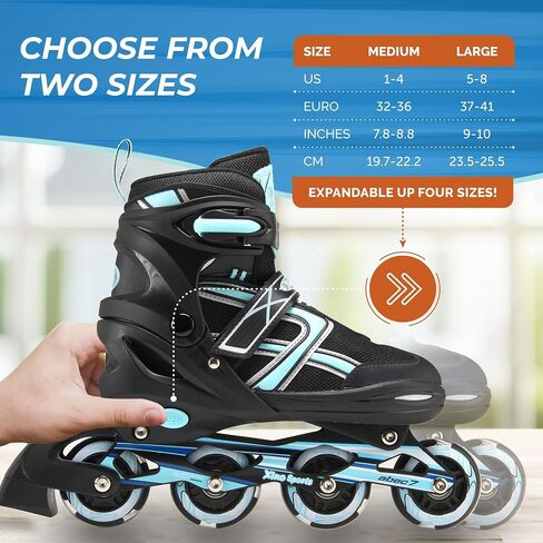 Xino Sports Kids Inline Skates for Girls & Boys - Adjustable Skates with LED Illuminating Light Up Wheels - Youth Skates for Indoors & Outdoors in Kuwait