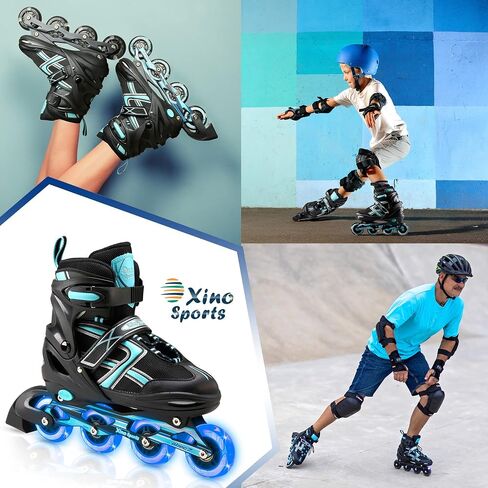 Xino Sports Kids Inline Skates for Girls & Boys - Adjustable Skates with LED Illuminating Light Up Wheels - Youth Skates for Indoors & Outdoors in Kuwait
