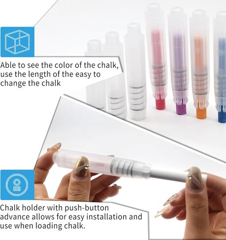 8-Pack Premium Transparent Chalk Holders - Teacher's Choice Easy Press Extension, Dust-Free Grip, Durable Plastic Shell for Classroom, Office, and Art Use in Saudi Arabia