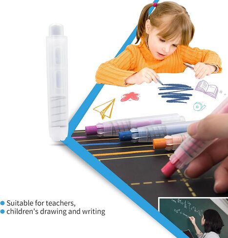 8-Pack Premium Transparent Chalk Holders - Teacher's Choice Easy Press Extension, Dust-Free Grip, Durable Plastic Shell for Classroom, Office, and Art Use in Saudi Arabia