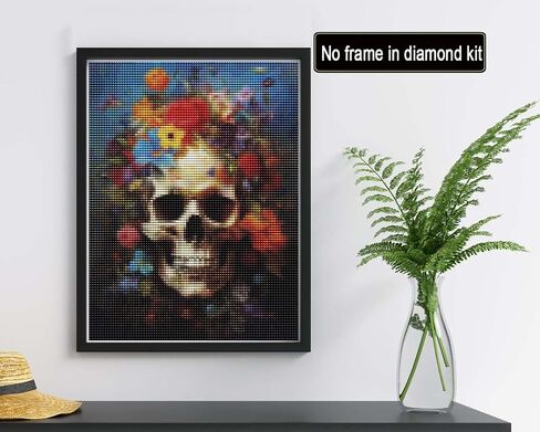 Reofrey DIY Diamond Art Painting Kits for Adults Skeleton, Diamond Art Flowers Full Drill Round Rhinestone, Cross Stitch Embroidery Canvas for Crafts Home Wall Decor 30x40cm in Saudi Arabia