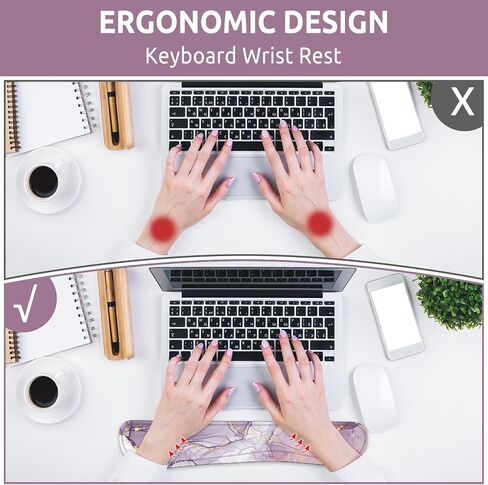 Ergonomic Mouse Pad with Wrist Rest - 34.7" x 15.4" - Large Mouse Pad for Desk, 4-in-1 Extended Mousepad + Keyboard Wrist Rest + Mouse Wrist Rest + Coaster Set for Home Office, Purple in Saudi Arabia