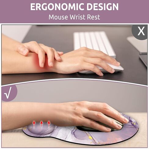 Ergonomic Mouse Pad with Wrist Rest - 34.7" x 15.4" - Large Mouse Pad for Desk, 4-in-1 Extended Mousepad + Keyboard Wrist Rest + Mouse Wrist Rest + Coaster Set for Home Office, Purple in Saudi Arabia