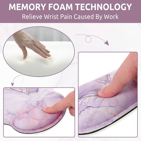 Ergonomic Mouse Pad with Wrist Rest - 34.7" x 15.4" - Large Mouse Pad for Desk, 4-in-1 Extended Mousepad + Keyboard Wrist Rest + Mouse Wrist Rest + Coaster Set for Home Office, Purple in Saudi Arabia
